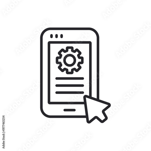 mobile application icons outline and Flat Style,transparent background