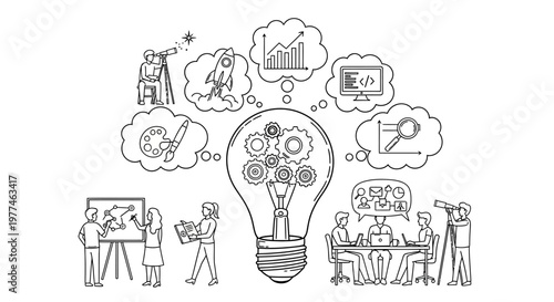 Tableau sur toile Creative brainstorming and innovative ideas