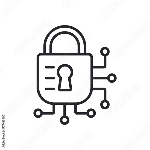 network security icons outline and Flat Style,transparent background