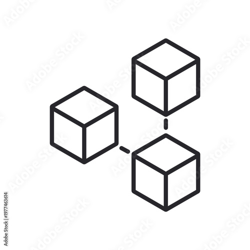 blockchain icons outline and Flat Style,transparent background