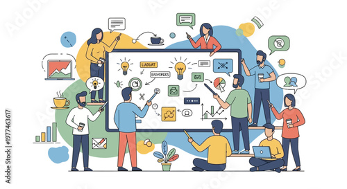 Creative team brainstorming and planning