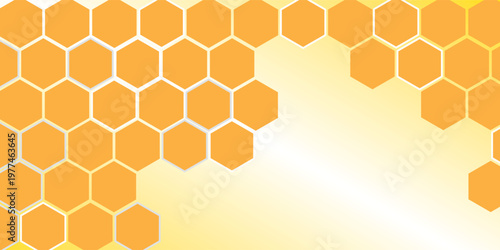 Abstract pattern seamless yellow hexagon honeycombs on a white background. Honey comb background pattern symbol vector design. vector illustration