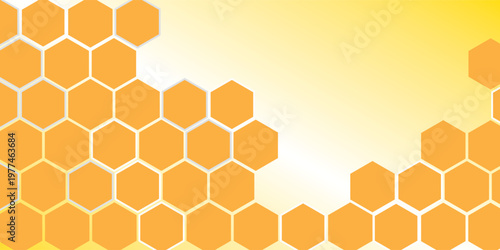 Abstract pattern seamless yellow hexagon honeycombs on a white background. Honey comb background pattern symbol vector design. vector illustration