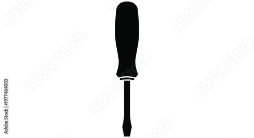 A black silhouette of a screwdriver tool for fastening screws silhouette