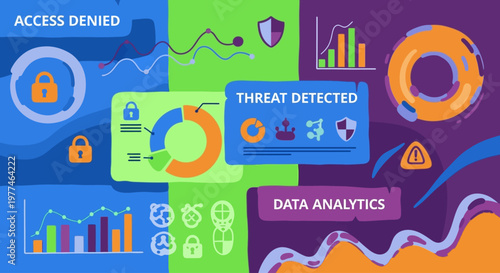 Cybersecurity threat detection and data analytics concept