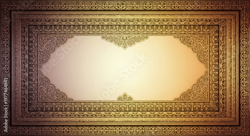 Intricate Ornate Gold Picture Frame Border.