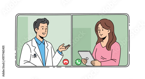 Doctor and patient online consultation on a tablet