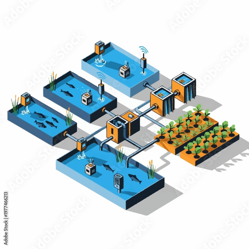 Integrated Aquaponics System with Fish Farming and Vegetable Cultivation.