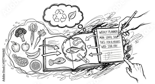 Eco friendly healthy food and sustainable living concept