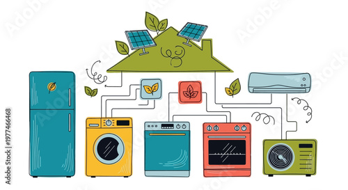 Eco friendly household appliances connected to nature