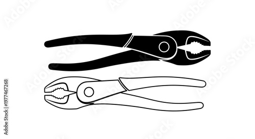 Black and white illustration of two different types of pliers