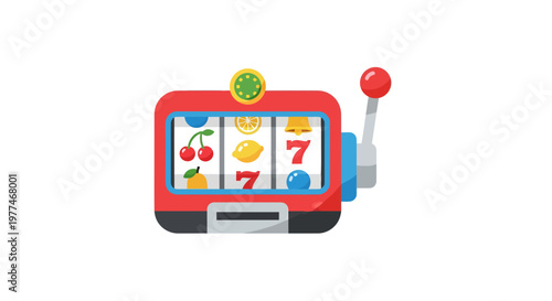 Slot Machine Vector Illustration Graphic Style Casino Gambling Entertainment Game Machine Icon