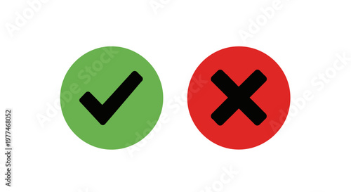 Green checkmark and red cross symbols displayed side by side