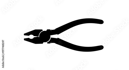 A black silhouette of combination pliers a common hand tool