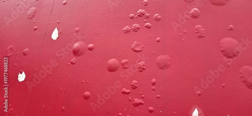 Tableau sur toile The background of red painted wall has blistered paint marks and some parts were peeling, revealing original white wall