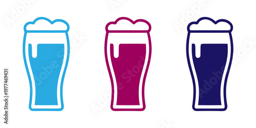 Set of colorful smoothie glasses with bows in different flavors