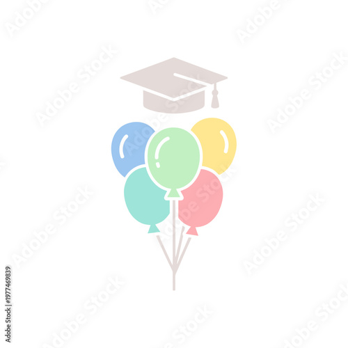 Graduation Celebration Colorful Balloons Icon.