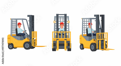 Forklift operations in different positions.