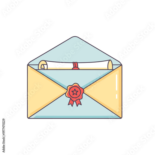 Envelope with diploma inside seal.