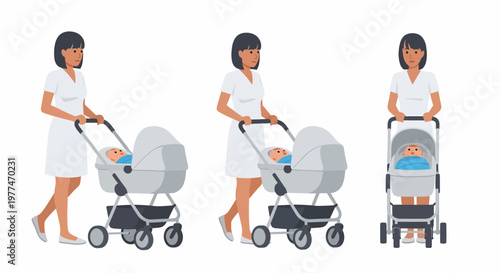 Stages of baby stroller evolution.