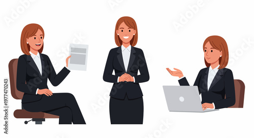 Businesswoman in various professional settings and poses.