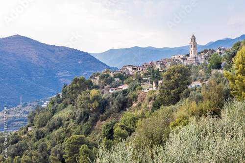 Panoramic View of Bussana Vecchia Village in Liguria Italy