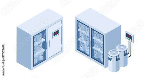 Isometric Laboratory Cryogenic Freezer and Medical Storage Units for Vaccine and Bio-Sample Preservation
