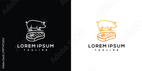 Pig And Steak Logo Design