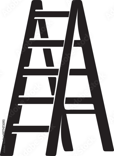Stepladder Silhouette Icon – Construction, Maintenance, and DIY Tool Vector