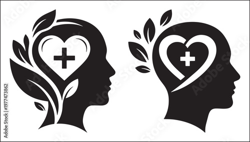 Mental Health Logo Design Human Mind Therapy Symbol Vector