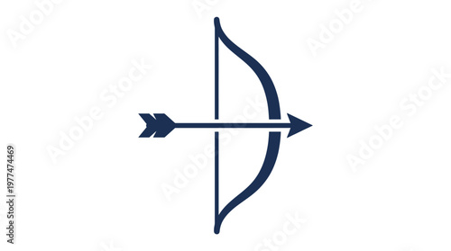 Archery Symbol: A clean, minimalist representation of a bow and arrow, embodying precision and focus, perfect for conveying concepts of aiming and achieving targets.