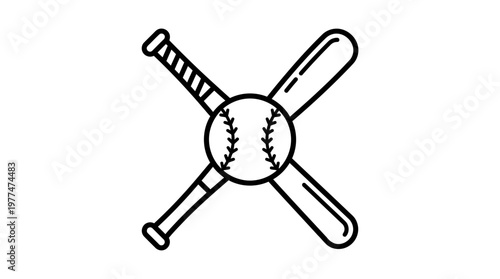 Baseball Icon: This icon features a baseball intersected by two baseball bats, set against a pristine backdrop, embodying the essence of the game and its competitive spirit.