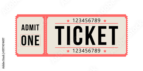 admit one ticket design retro event entry pass illustration