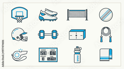 Sports Icons Collection: A vibrant collection of sports icons, each meticulously crafted to represent a unique sport, from basketball to cricket, football to volleyball, and beyond.