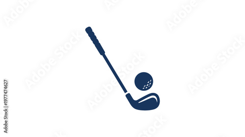 Golf Club and Ball Icon: A minimalist illustration of a golf club poised to strike a golf ball, capturing the essence of the sport.