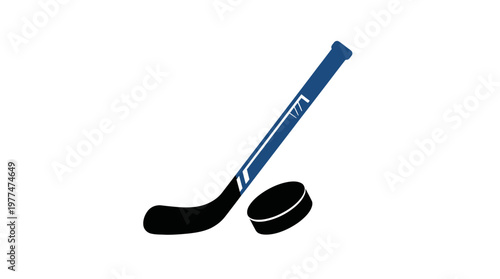 Hockey stick and puck: A solitary hockey stick and puck rests in a setting, ideal for showcasing the sport, inviting viewers into the realm of athletic endeavor.