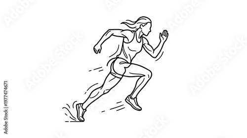 Energetic sprint: An illustration of a determined athlete, in full stride, capturing the power and focus of human drive.