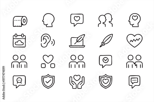 Support and Communication Icon Set for Mental Health Services