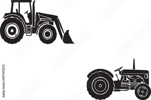 Tractor Side View Icon Minimal Line Vector Illustration