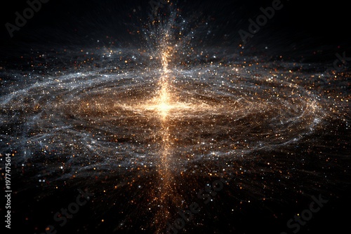Abstract glowing particles forming a subtle cross