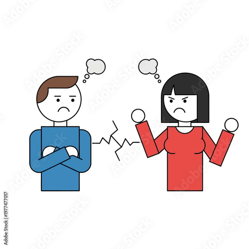 Couple Arguing, Relationship Conflict, Disagreement, Anger, Frustration, White Background