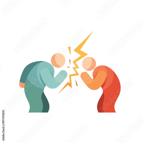 Two stylized figures in conflict, symbolizing argument, disagreement, and dispute.