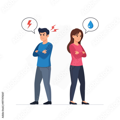 Angry Couple Arguing, Relationship Conflict, Communication Breakdown Illustration