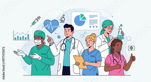 Diverse Medical Team Healthcare Professionals Collaboration Medical Research Innovation