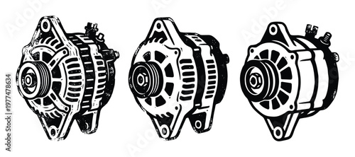 Automotive alternator set for electrical power generation in vehicle charging system