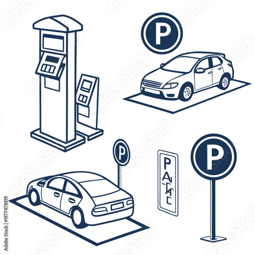 Parking and Signs parking signs car parking payment machine parking lot