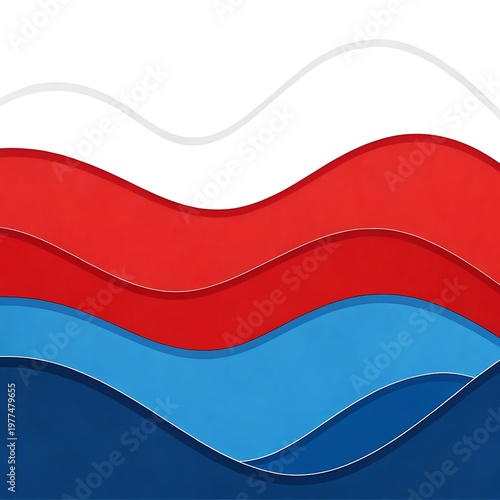 Abstract wavy layers of red white and blue a modern artistic composition with dynamic flow