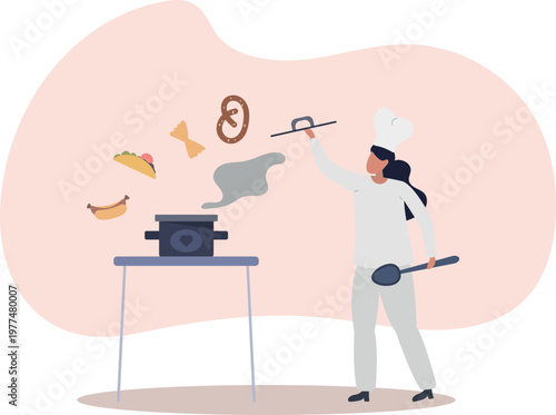 World cuisines and international kitchen traditions.flat vector illustration.person's life situation and his activities.