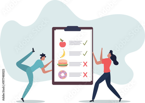 Male nutritionist is consulting patient in clinic.Dietician advise for weight loss. Meal plan healthy eating on clipboard.person's life situation and his activities.