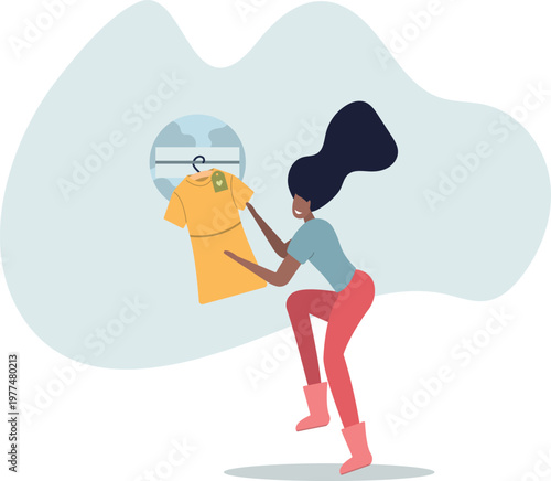 Sustainable fashion concept.Slow fashion and thrift or second hand shopping.person's life situation and his activities.